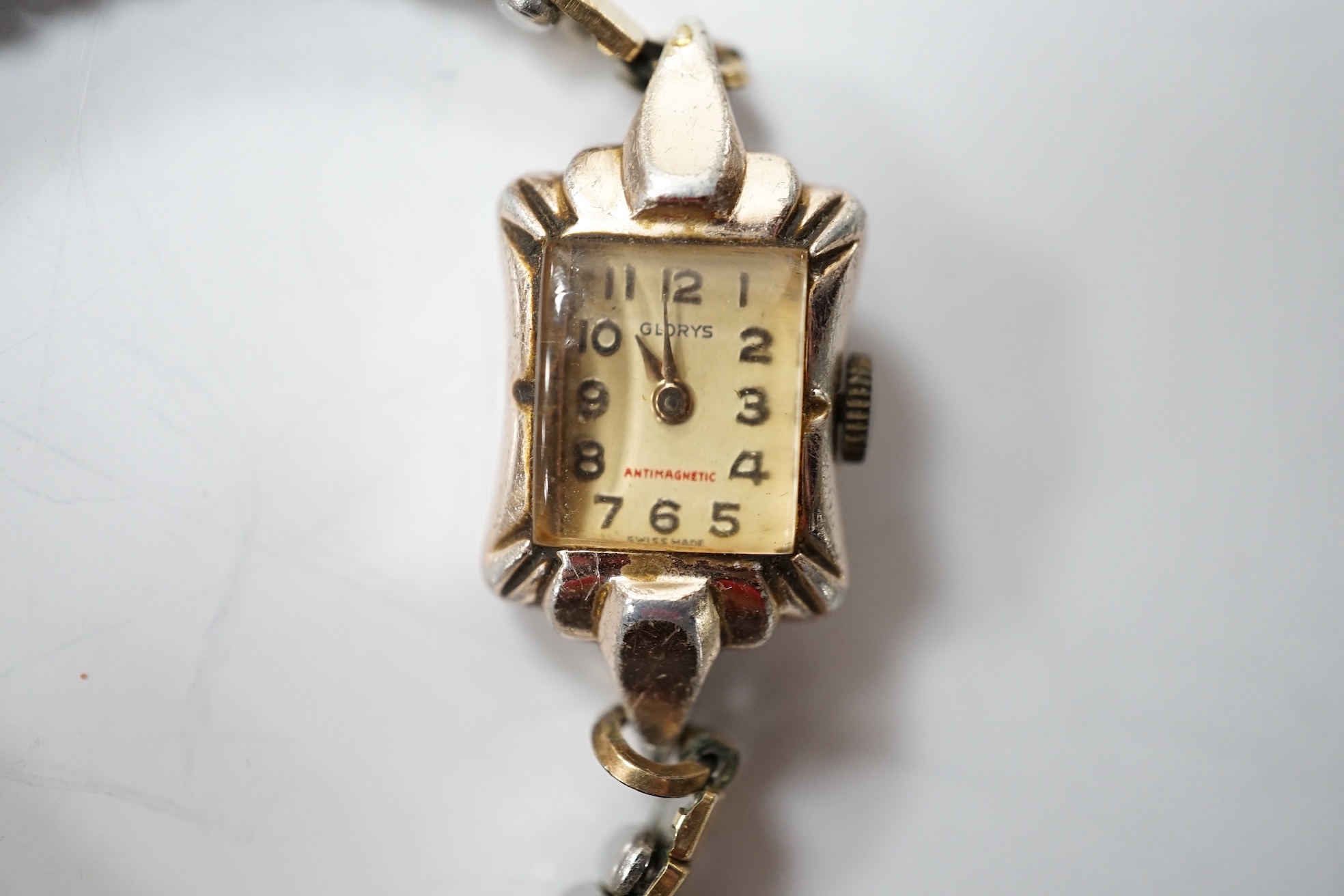 A lady's modern 925 Quinn wrist watch, with heavy silver curb link bracelet and two other wrist watches including a Smiths Empire. Condition - poor to fair